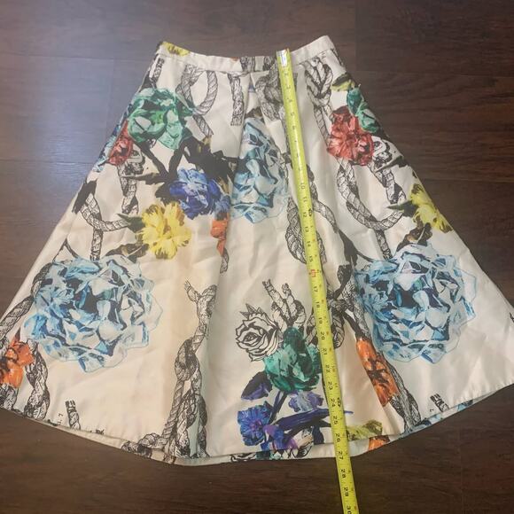 Tibi cream multicolor floral print scuba midi skirt - Picture 6 of 7